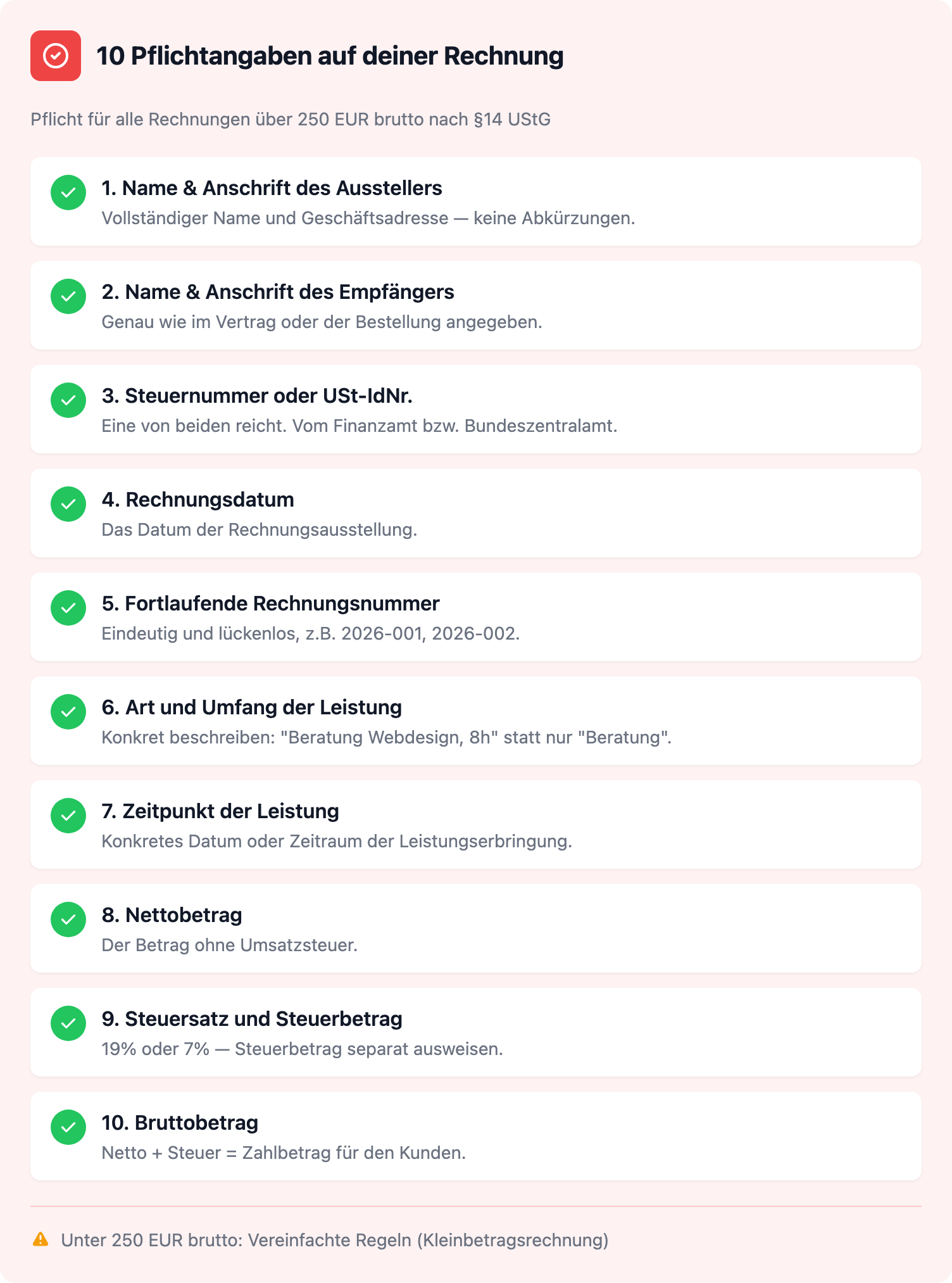 10 Pflichtangaben auf deiner Rechnung